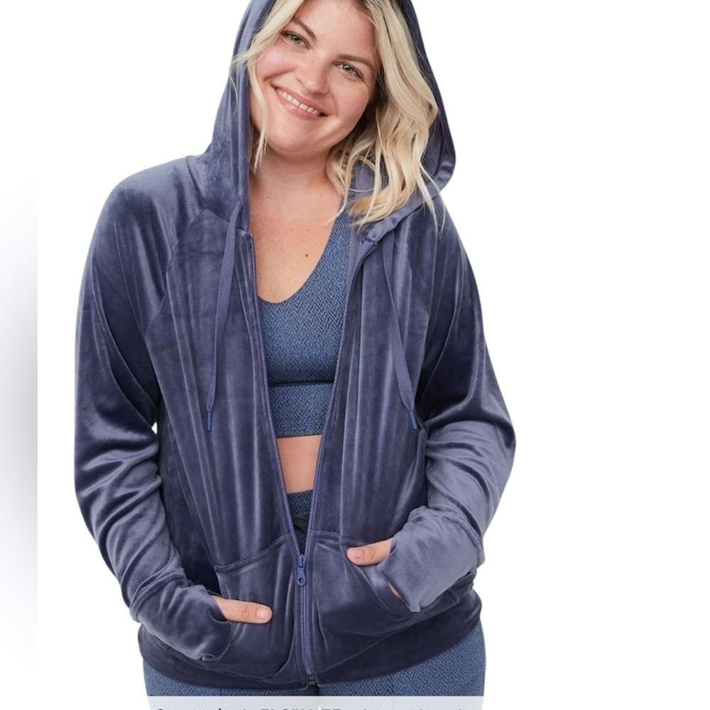 Offline By Aerie After Party Velour Oversized Full Zip Hoodie Large Fresh Bright